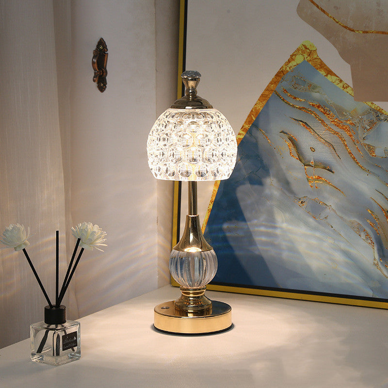 Alloy Crystal Acrylic Touch Mushroom Table Lamp Household null