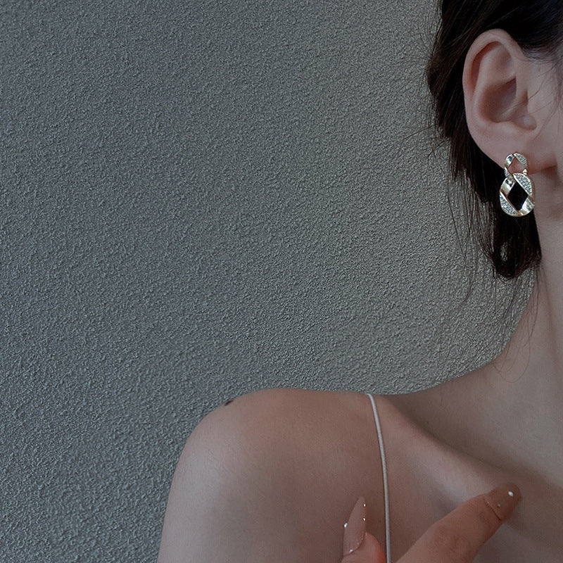 Retro Minority Design Sense Simple Personality Diamond Micro-inlaid Female Ear Rings null