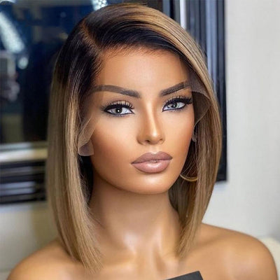 Lace Front Human Hair Wig Straight Short H Air null