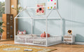 Twin modern wood house bed frame with a cozy cabin design, featuring natural wood finish and sturdy construction.