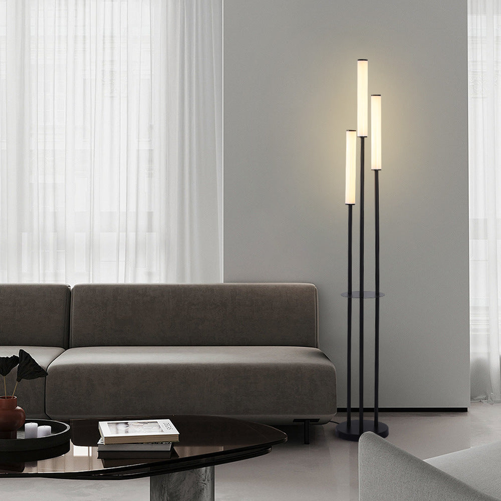 Creative Acrylic Floor Lamp Beside Sofa And Coffee Table In Living Room null