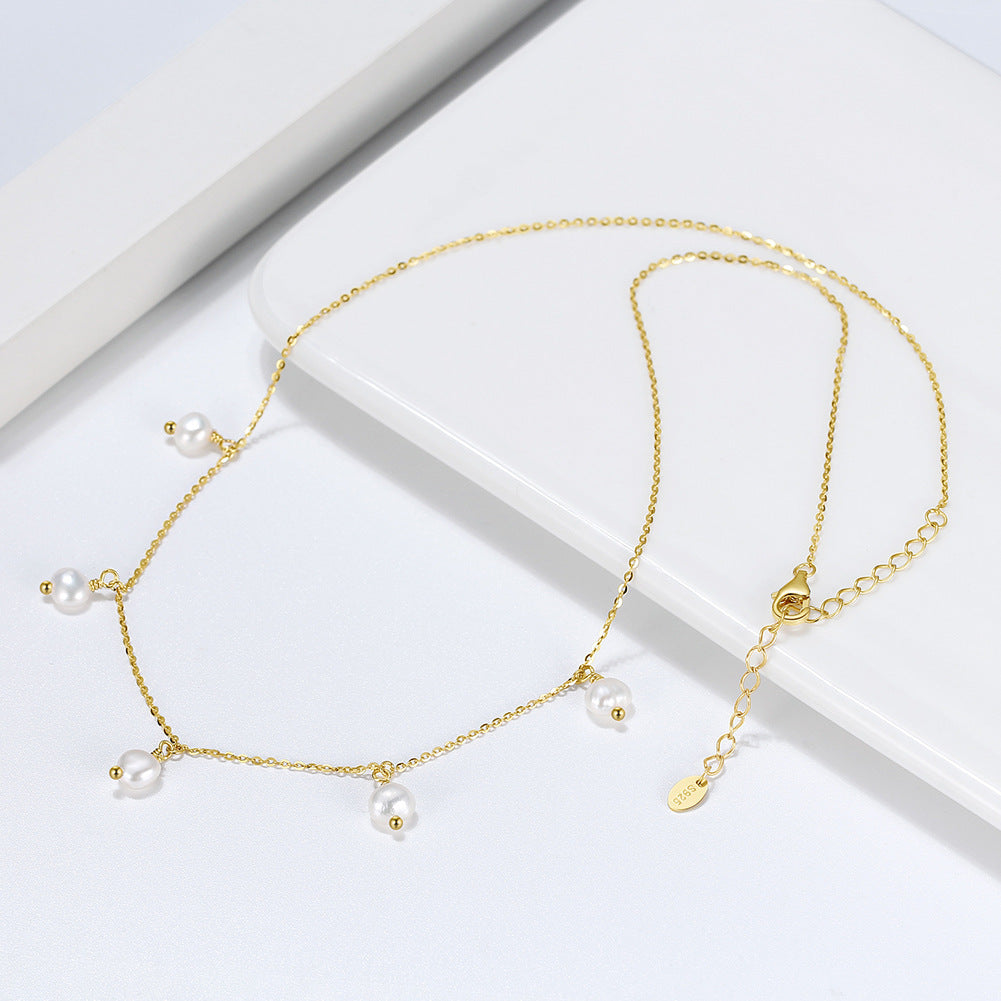S925 Sterling Silver Necklace Natural Freshwater Pearl null