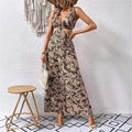 Women's Handmade Printed Waist-controlled Strap Vest Long Dress null