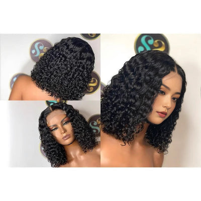 Frontal Human Hair Double Suction Water Wave BOB Wig null