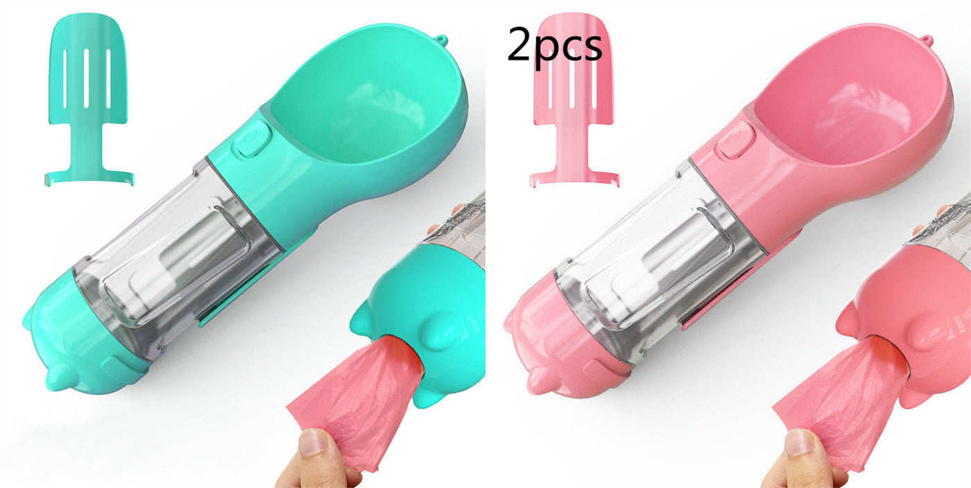 Pet Water Bottle Feeder Bowl Garbage Bag Storage Portable Pet Outdoor Travel 3 In 1 Dog Water Bottle null