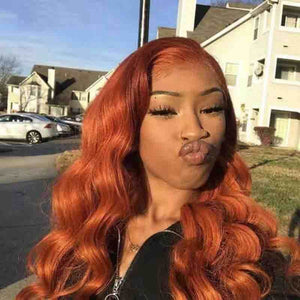 European And American Dark Orange Wig Hair Set Smooth Hair null