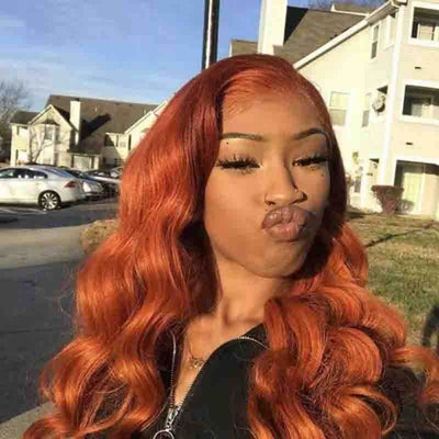European And American Dark Orange Wig Hair Set Smooth Hair null