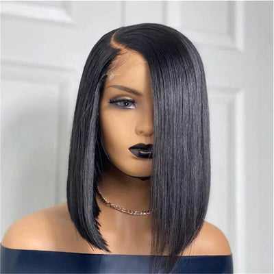 Wig Female Split Front Lace Wig Black Short Straight Hair Synthetic Wigs null