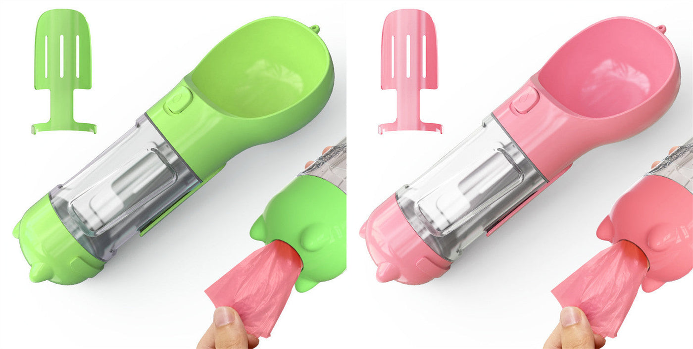 Pet Water Bottle Feeder Bowl Garbage Bag Storage Portable Pet Outdoor Travel 3 In 1 Dog Water Bottle null