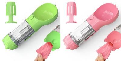 Pet Water Bottle Feeder Bowl Garbage Bag Storage Portable Pet Outdoor Travel 3 In 1 Dog Water Bottle null