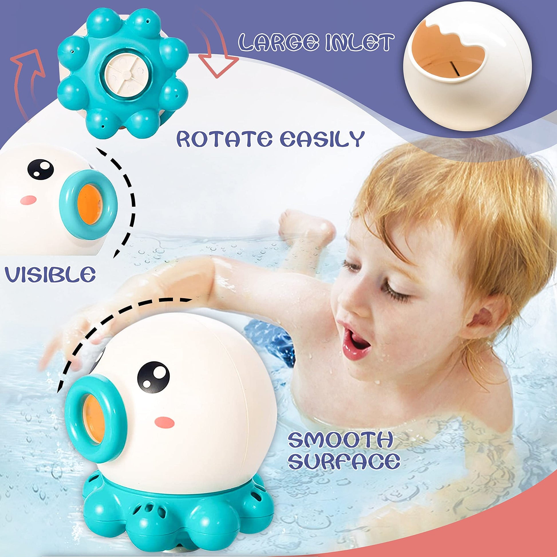 Octopus Fountain Bath Toy Water Jet Rotating Shower Bathroom Toy Summer Water Toys Sprinkler Beach Toys Kids Water Toys null
