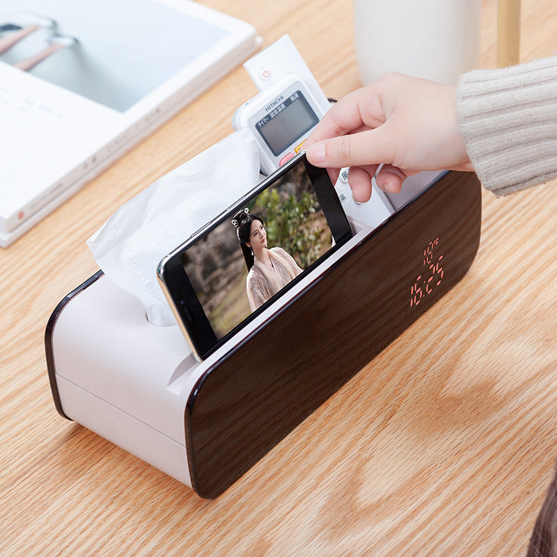 Multifunctional Smart Alarm Clock Tissue Box Living Room Coffee Table null
