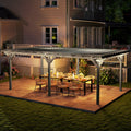 12’ x 20’ Outdoor Pergola, Wood Gazebo Grape Trellis with Stable Structure for Climbing Plant Support, Gray - Morderncharm store