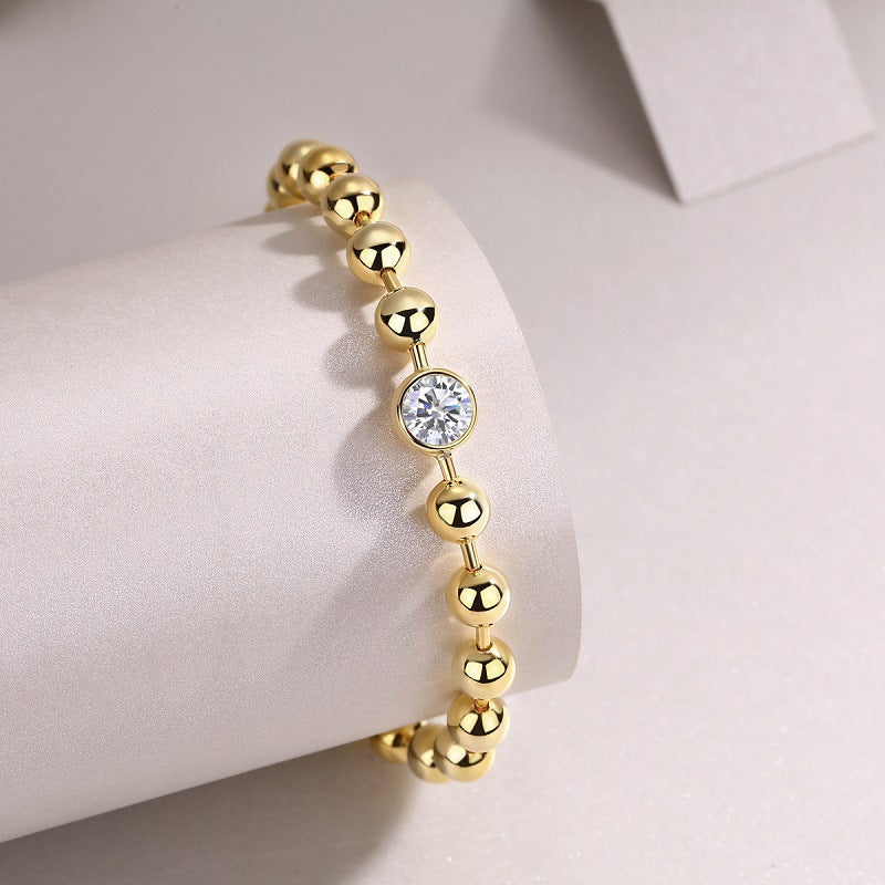 Women's Moissanite Chain Bracelet with sparkling stones in a delicate, stylish design, perfect for elegant jewelry collection.