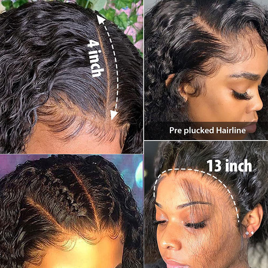 Deep Wave T Part Frontal Wig Human Hair Headgear null