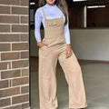 Women's Khaki Casual Suspender Wide-leg Trousers null