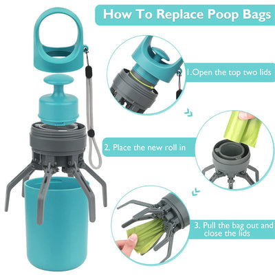 Portable Lightweight Dog Pooper Scooper With Built-in Poop Bag Dispenser Eight-claw Shovel For Pet Toilet Picker Pet Products null