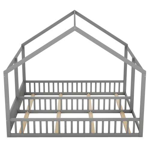 Twin Size Double Montessori House Bed with Shared Guardrails - Morderncharm store
