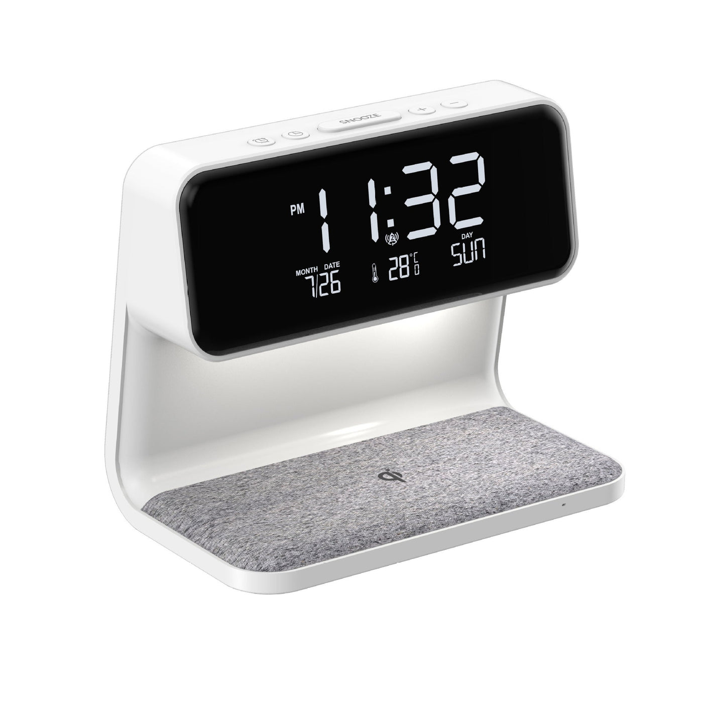 Creative 3 In 1 Bedside Lamp Wireless Charging LCD Screen Alarm Clock  Wireless Phone Charger null