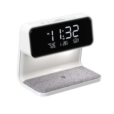 Creative 3 In 1 Bedside Lamp Wireless Charging LCD Screen Alarm Clock  Wireless Phone Charger null