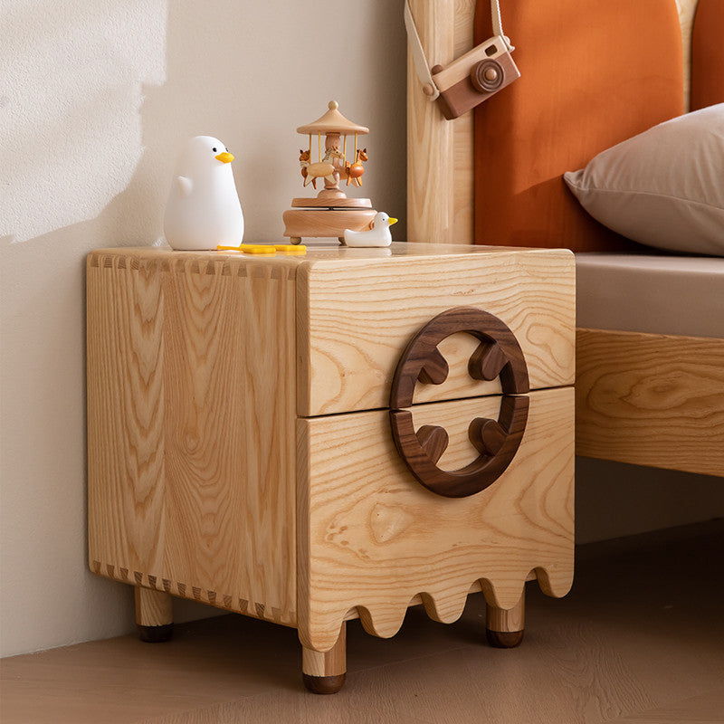 Nordic Modern Minimalist Solid Wood Ash Bedside Table Drawer Storage null