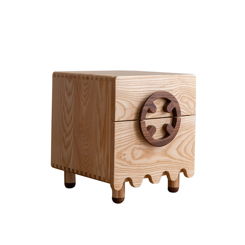 Nordic Modern Minimalist Solid Wood Ash Bedside Table Drawer Storage null