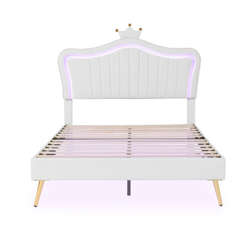 Modern Princess Crown Upholstered Bed - Morderncharm store