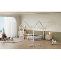 Montessori Floor House Bed with Safety Gate & Guardrails - Morderncharm store