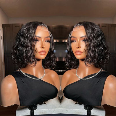 Frontal Human Hair Double Suction Water Wave BOB Wig null