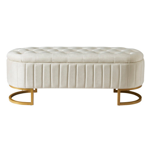Luxury Tufted Ottoman Bench with Gold C-Frame Base - Morderncharm store