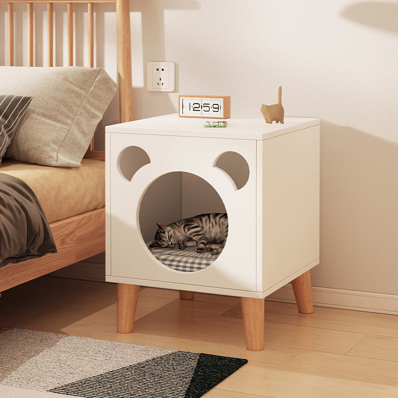 Solid Wood Leg Cat Nest Bedside Table Simple Modern null