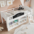 Wooden Bed, Storage Bed, Includes A Blackboard For Graffiti, 3ft Single Bed 90x190cm, Two-step Inclined Staircase, Includes Storage Cabinets, Pine-MDF-PB-Plywood, White - Morderncharm store