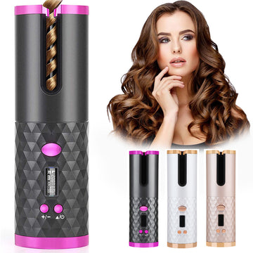 Rechargeable Automatic Hair Curler Women Portable Hair Curling Iron LCD Display Ceramic Curly Rotating Curling Wave Styer null