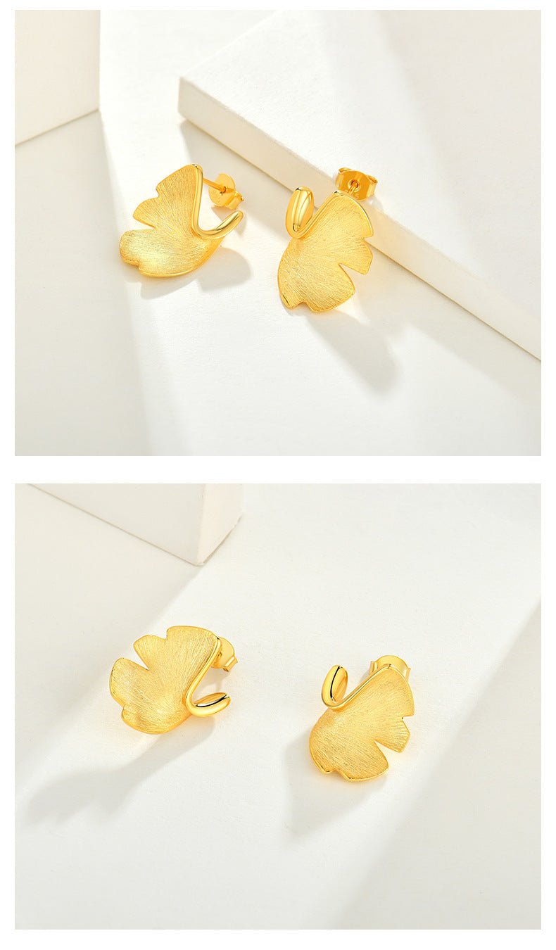 Matte Textured Organic Petal Earrings for Women