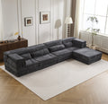 Compression Mahjong Sofa,Convertible Floor Sofa Bed,DIY Boneless Modular Sectional Sofa,No Assembly Required,Circle Fleece Fabric,Oversized 4 Seater With 1 Ottoman,Dark-grey - Morderncharm store