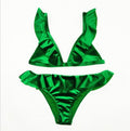 Women Ice Velvet Ruffle Bikini Sets Band null
