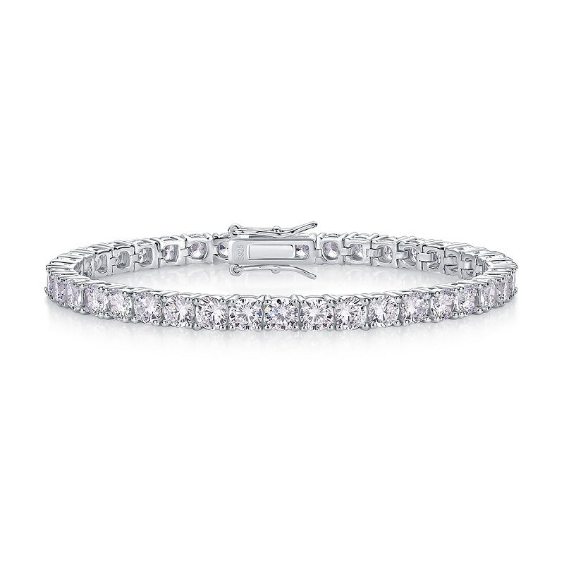 Tennis Chain 925 Silver Plated 30 Points Moissanite Bracelet