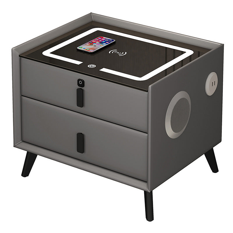 Smart Bedside Table Solid Wood Simplicity Wireless Charging Bedside Cabinet null
