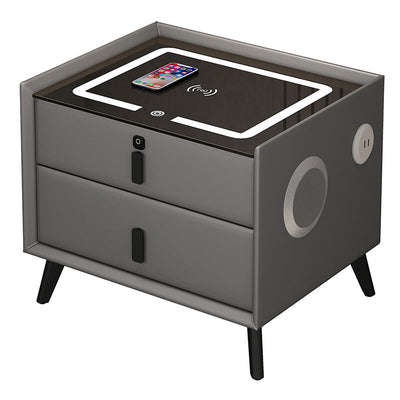 Smart Bedside Table Solid Wood Simplicity Wireless Charging Bedside Cabinet null
