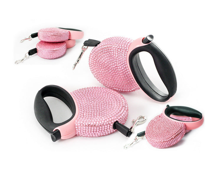 Diamond-studded New Pet Tractor Traction Belt Automatic Telescopic Rope null