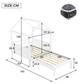 Wooden Bed, Pull Out Bed, 3ft Single Bed 90x190cm, Exquisite Safety Guardrails, Aesthetic Roof Design,  Pine MDF Plywood, White - Morderncharm store