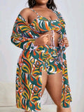 Women's Floral Swimsuit Bikini Three-piece Set null