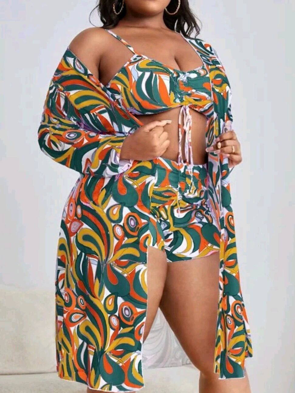 Women's Floral Swimsuit Bikini Three-piece Set null