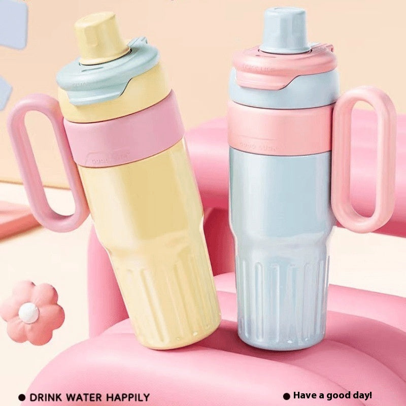 780ml Gradient Double Drink Thermal Cup Stainless Steel With Lid Coffee Cup Thermos Large Capacity Straw Cup For Male And Female null