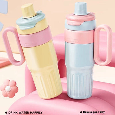 780ml Gradient Double Drink Thermal Cup Stainless Steel With Lid Coffee Cup Thermos Large Capacity Straw Cup For Male And Female null