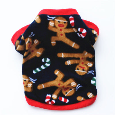 Dog Christmas Clothing Optional Classic Pattern Christmas Hat Ginger Cake Autumn And Winter Pullover Fluffy Jacket Warm Hoodie null