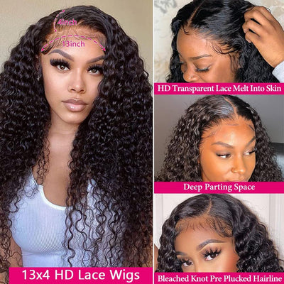 Front Lace Human Hair Wig Deep Wave Human Wigs null
