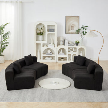 Chenille Curved Sectional Sofa With 4 Pillows,Curved Symmetrical Modular Semi Circular Sofa Sectional For Bedroom, Living Room, Office For Leisure Or Nap, Reading Room, And Lobby - Morderncharm store
