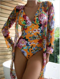 Women's Floral Tight Bikini Three-piece Suit null