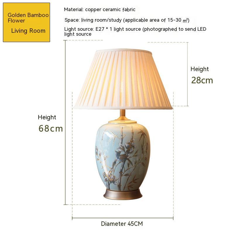 American Ceramic Table European Bedroom Bedside Lamp - Morderncharm store